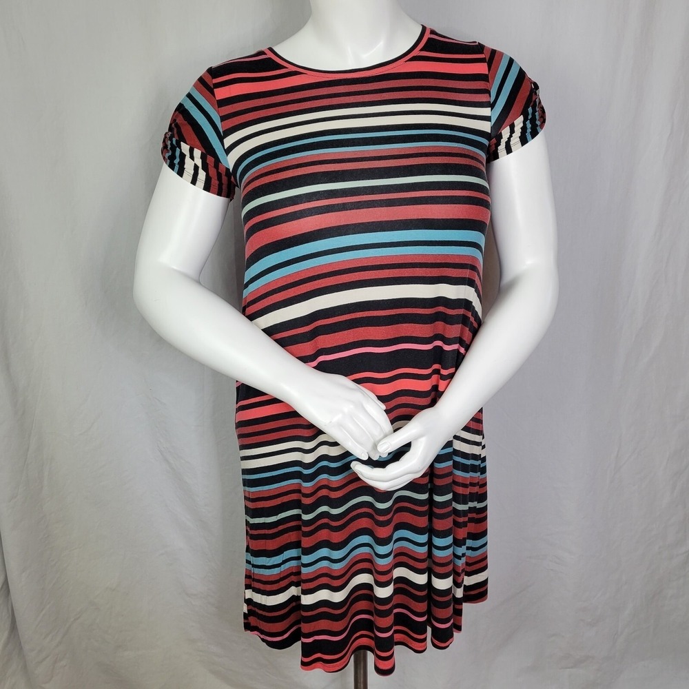 Motherhood Maternity Striped Midi Dress Casual Summer Short Sleeve Dress Size M - Picture 2 of 9